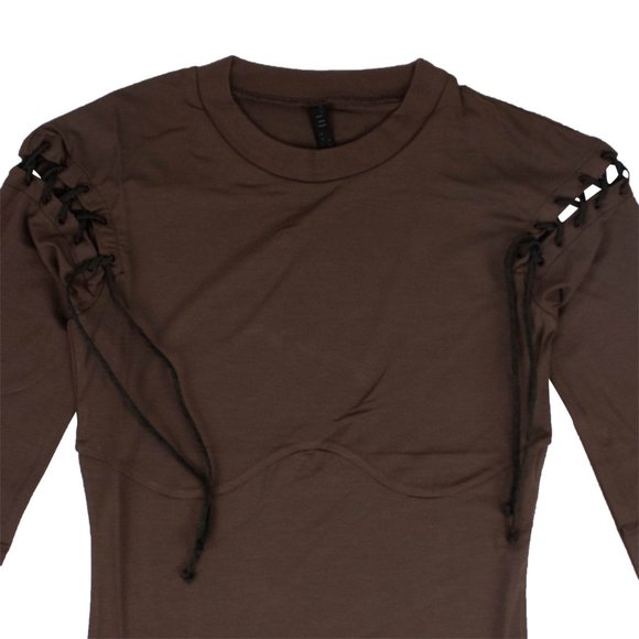 UNRAVEL PROJECT Brown Lace Up Bodycon Dress Size XS $525 - Picture 2 of 6